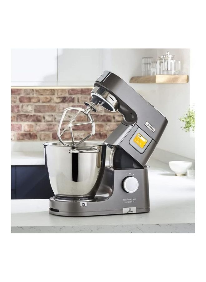Stand Mixer Metal Body Kitchen Machine Titanium Chef Patissier Xl With Warming Function Built In Weighing Scale Duo Bowl 4 Tools Glass Blender Meat Grinder Multi Mill 7 L 1400 W KWL90.344SI Silver