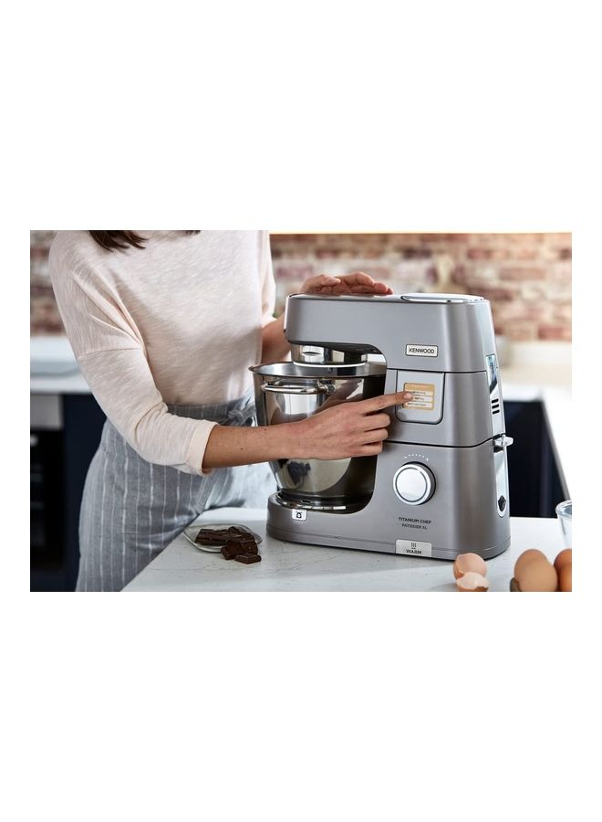 Stand Mixer Metal Body Kitchen Machine Titanium Chef Patissier Xl With Warming Function Built In Weighing Scale Duo Bowl 4 Tools Glass Blender Meat Grinder Multi Mill 7 L 1400 W KWL90.344SI Silver