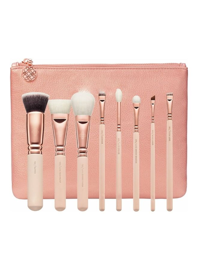 Rock Pow 8 Pieces Rose Golden Luxury Brush Set Pink  - Image 1