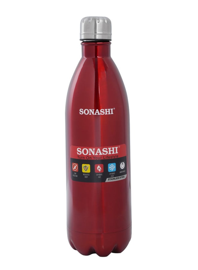 SONASHI 750ML Flask Bottle  Hot And Cold Beverages  Stainless Steel Body with Double Wall Insulation  Unbreakable and Easy to Clean Bottles for Daily Use  Portable Friendly SVB-752 Red/Silver 0.75Liters  - Image 1