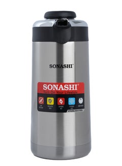 SONASHI 2.L Vacuum Flask  for Hot And Cold Beverages  High Quality Stainless Steel Body with Double Wall Insulation  Unbreakable Flasks with Big Mouth for Daily Use  Portable Friendly SVF-2000 Silver/Black  - Image 2