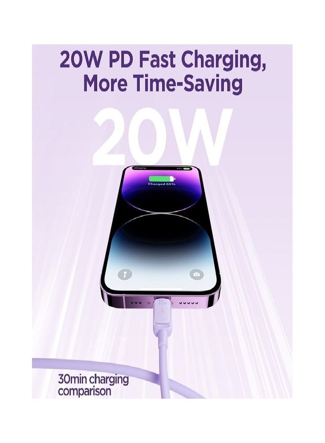 JOYROOM - Charger Type C Lightning Fast Charging Power Delivery PD 20W Cable For iPhone 14 iPad And 14 Pro 14 Plus 14 Pro Max 8 To 14 All Series Purple - Image 1