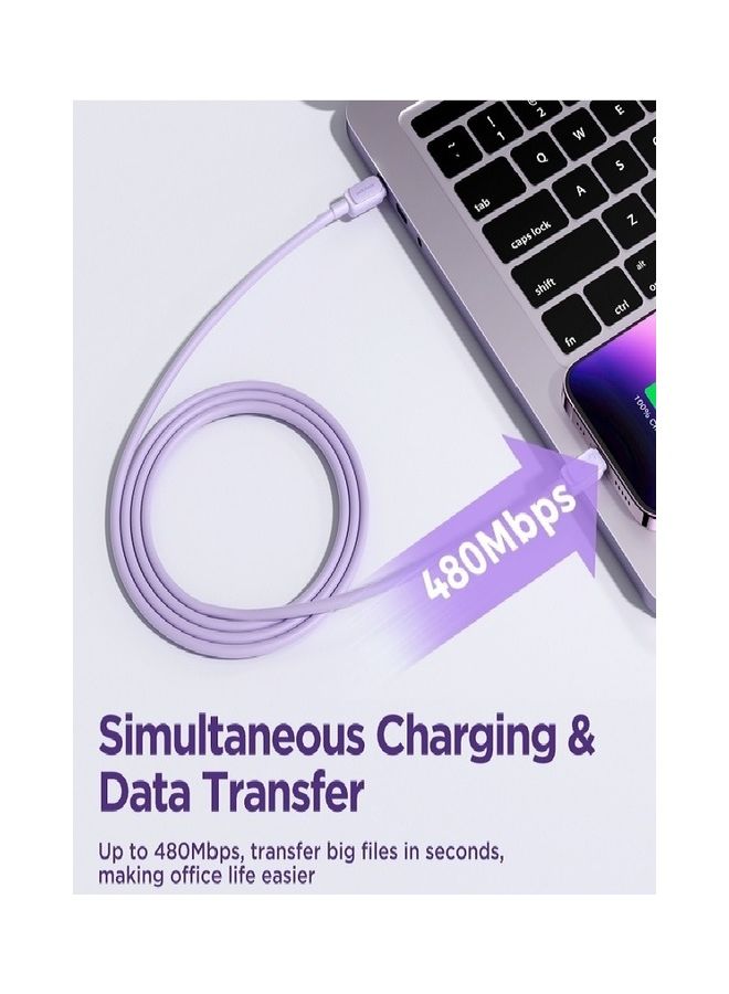JOYROOM - Charger Type C Lightning Fast Charging Power Delivery PD 20W Cable For iPhone 14 iPad And 14 Pro 14 Plus 14 Pro Max 8 To 14 All Series Purple - Image 1