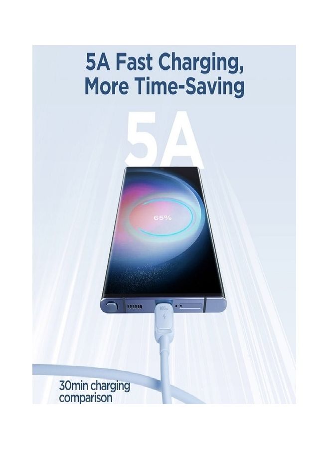 جوي روم كابل شحن سريع 100 واط بتقنية PD من USB C إلى USB C متوافق مع iPad Mini 6 وMacBook Pro 2021 مقاس 14 و16 بوصة وMacBook Air وiPad Pro مقاس 12.9 بوصة وSamsung S23 Plus وHuawei P40 بطول 1.2 متر - Image 3