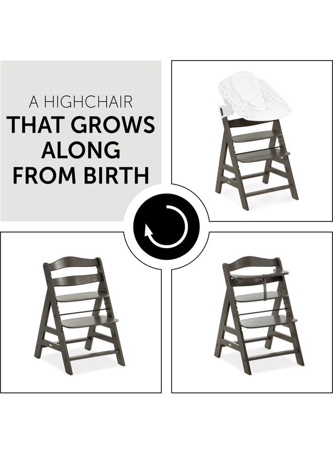 hauck - High Chair Alpha+ Fsc Certified Beechwood, Wooden Highchair From 6 Months Up To 90 Kg, Toddler High Chair Incl. Crotch Strap In Leatherette 5 - Point Harness Bumper Bar - Charcoal - Image 1