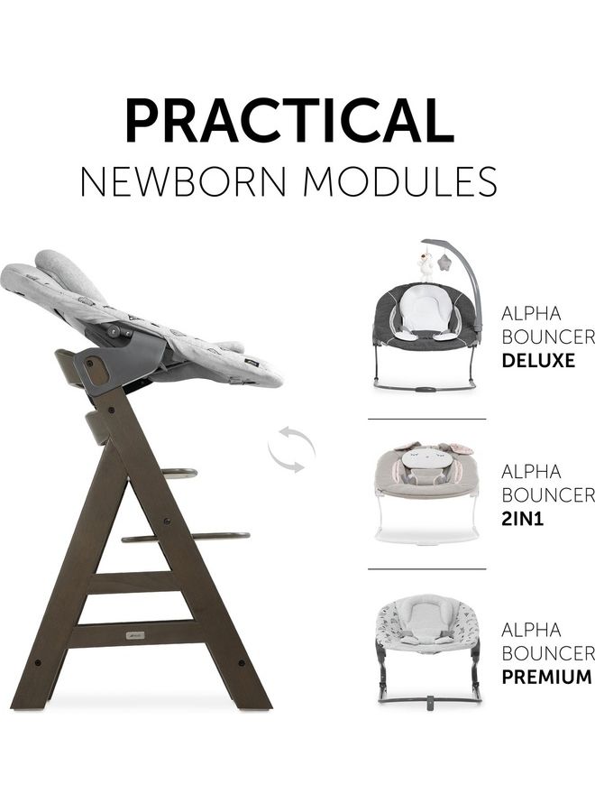 hauck - High Chair Alpha+ Fsc Certified Beechwood, Wooden Highchair From 6 Months Up To 90 Kg, Toddler High Chair Incl. Crotch Strap In Leatherette 5 - Point Harness Bumper Bar - Charcoal - Image 1