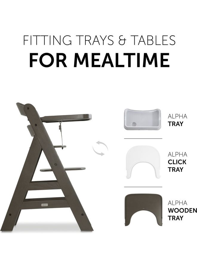 hauck - High Chair Alpha+ Fsc Certified Beechwood, Wooden Highchair From 6 Months Up To 90 Kg, Toddler High Chair Incl. Crotch Strap In Leatherette 5 - Point Harness Bumper Bar - Charcoal - Image 1