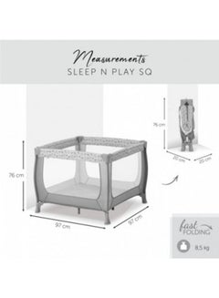 hauck Sleep N Play Sq Playpen Travel Cot For Babies And Children From Birth To 15 Kg, Square 90 X 90 Cm, Compact Foldable Includes Carry Bag - Nordic Grey  - Image 2