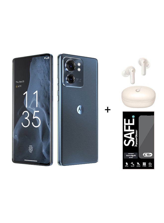 Motorola - Motorola Edge 40 Dual SIM Lunar Blue 8GB RAM 256GB 5G with Anker Buds & Panzer Glass - Middle East Version - Image 1
