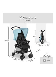 hauck Sport Pushchair, Blue Super Lightweight Travel Stroller (Only 5.9Kg), Compact And Foldable, Lay Flat, With Raincover  - Image 2