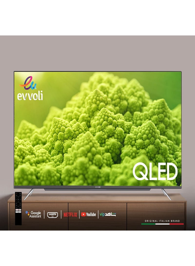 evvoli - 43 Inch 4K QLED Android Smart TV Frameless 43EV250QA Black - Image 1