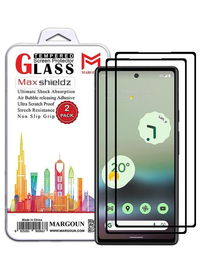 MARGOUN 2 Pack Google Pixel 7a Tempered Glass Screen Protector Full Glue Back Clear - Image 1