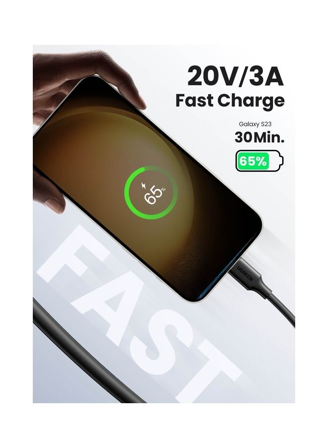 Ugreen 60W USB C to USB C Cable 2M PD 3.0 3A Fast Charging Cord Type C Cable Compatible With iPhone 16 15 Series MacBook Pro iPad Pro Samsung Galaxy S24 S23 Ultra Z Fold OPPO Honor OnePlus Huawei Black  - Image 4