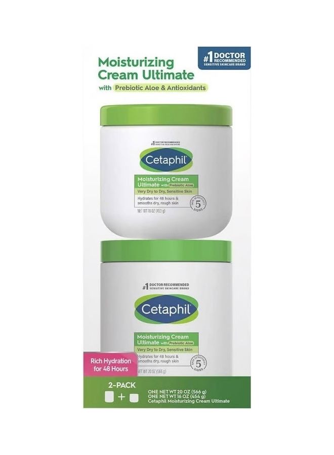 Cetaphil - Moisturizing Cream Ultimate With Prebiotic Aloe Very Dry To Dry Sensitive Skin 2 Pack 566+453grams - Image 1