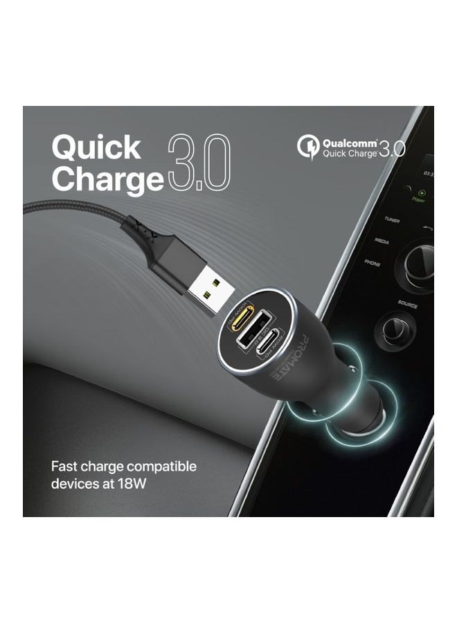 PROMATE - iPhone 16, Laptop Car Charger, 120W Heavy-Duty USB-C Car Adapter With Dual 100W/20W USB Type-C Power Delivery Ports, 18W QC 3.0 USB Port And Surge Protection, MacBook Pro, PowerDrive-120 - Black - Image 1