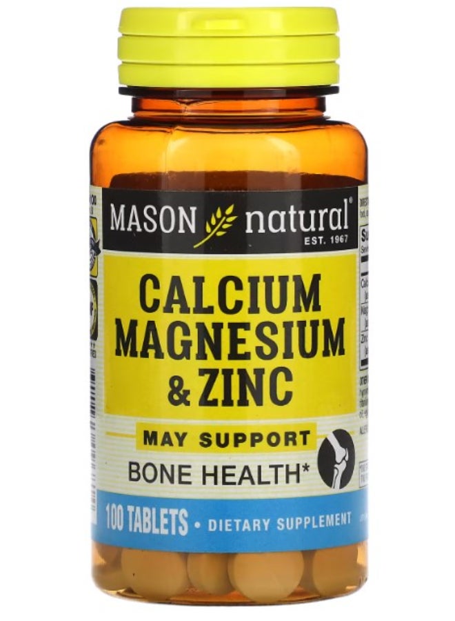 Mason Natural Calcium Magnesium And Zinc Dietary Supplement - 100 Tablets - Image 1