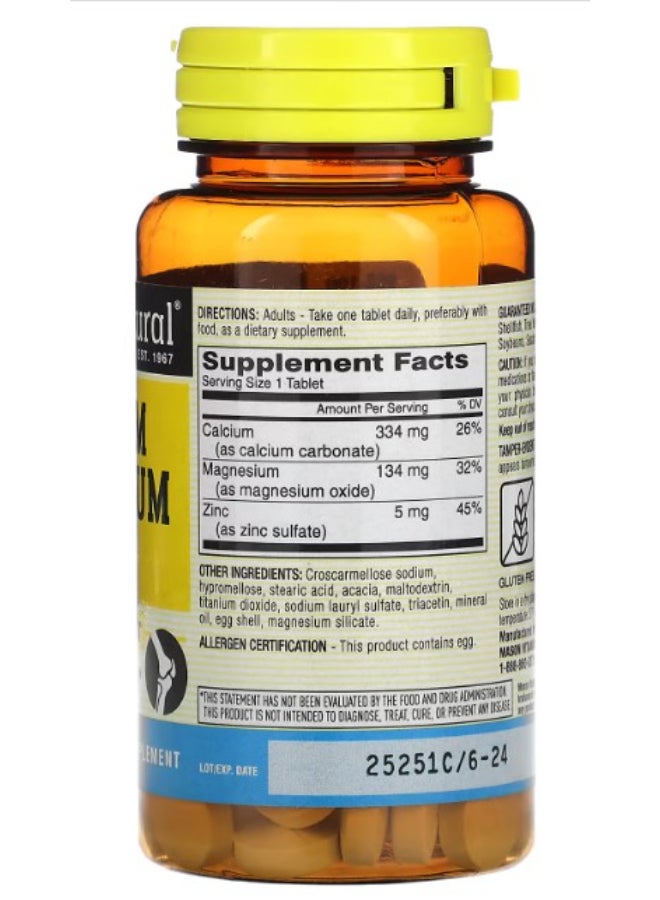 Mason Natural Calcium Magnesium And Zinc Dietary Supplement - 100 Tablets - Image 2