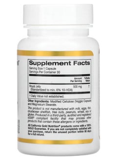 California Gold Nutrition High Potency Royal Jelly - 30 Capsules  - Image 2