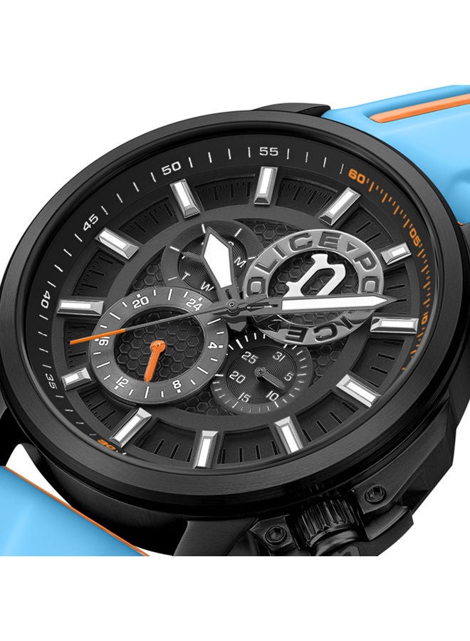 POLICE - Men's Watch Black Dial With Blue Silicone Strap - PEWJQ0005104 - Image 1