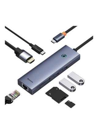 USB-C Hub (7-in-1) with 4K HDMI, 100W Power Delivery, RJ45 Ethernet, 2 USB-A 3.0, 5Gbps Data Ports, microSD and SD Card Reader,  for MacBook Air, MacBook Pro, XPS, Huawei MateBook and other Type-C port devices Grey - v1684242073/N53404364A_1