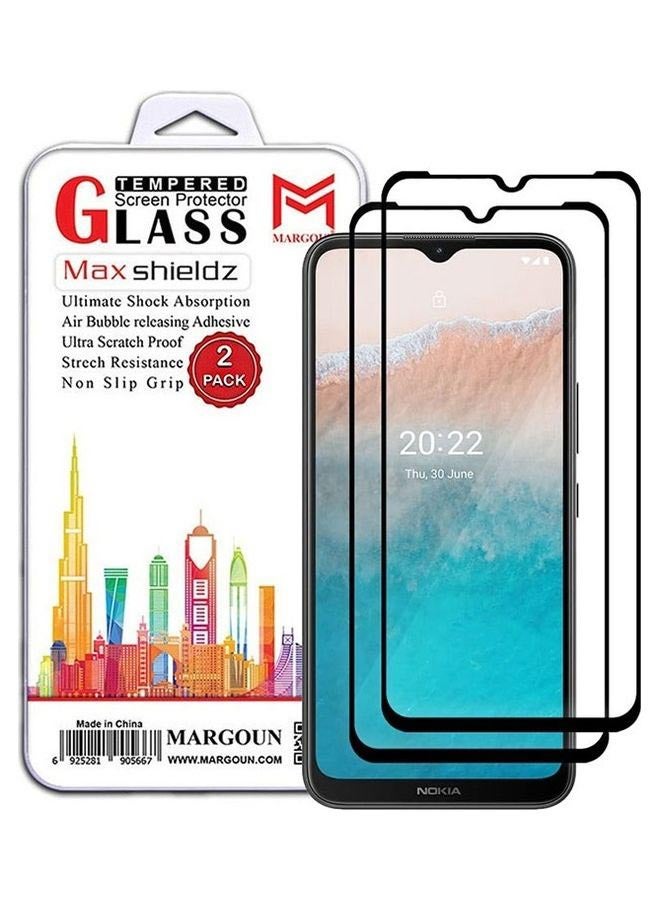 مارجون 2 Pack For Nokia C21 Plus Tempered Glass Screen Protector Full Glue Back Clear - Image 1