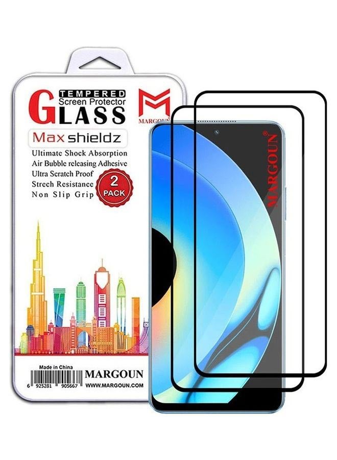 MARGOUN 2 Pack For Realme 10 Pro Tempered Glass Screen Protector Full Glue Back Clear - Image 1