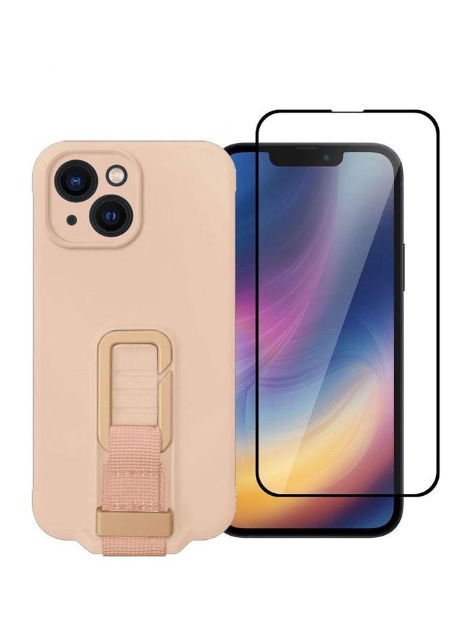 مارجون 2 Pack For iPhone 13 Case Cover And Screen Protector With Strap Adjustable Grip Pink - Image 1