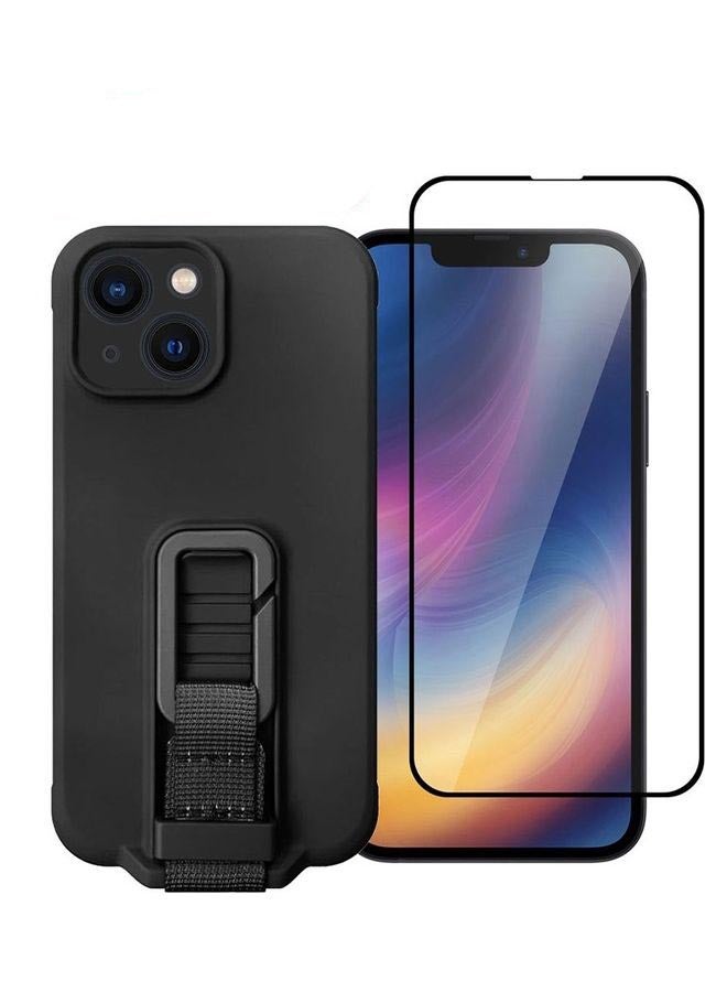 MARGOUN 2 Pack For iPhone 13 Case Cover And Screen Protector With Strap Adjustable Grip Black - Image 1