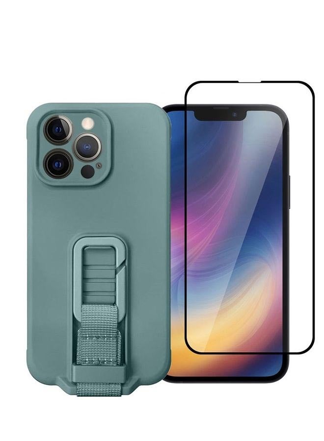 MARGOUN 2 Pack For iPhone 13 Pro Case Cover And Screen Protector With Strap Adjustable Grip Green - Image 1