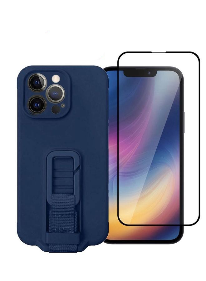 مارجون 2 Pack For iPhone 13 Pro Case Cover And Screen Protector With Strap Adjustable Grip Blue - Image 1