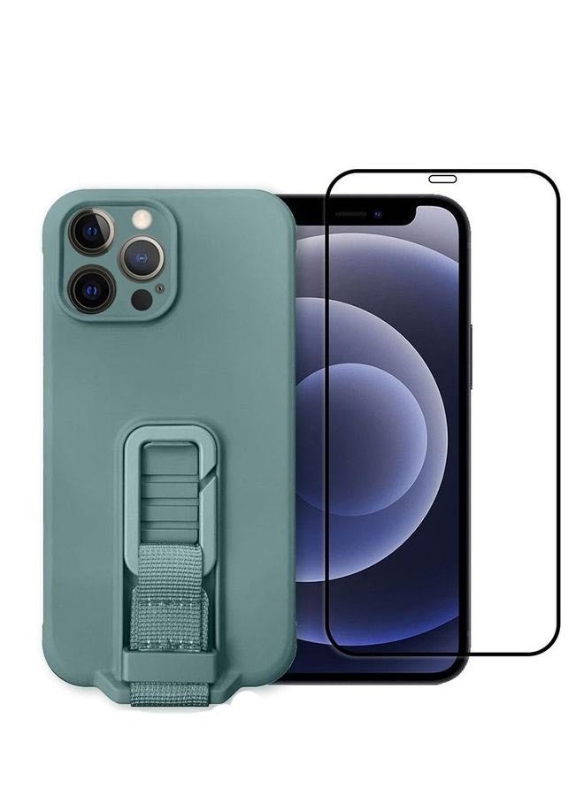 MARGOUN 2 Pack For iPhone 12 Pro Max Case Cover And Screen Protector With Strap Adjustable Grip Green - Image 1