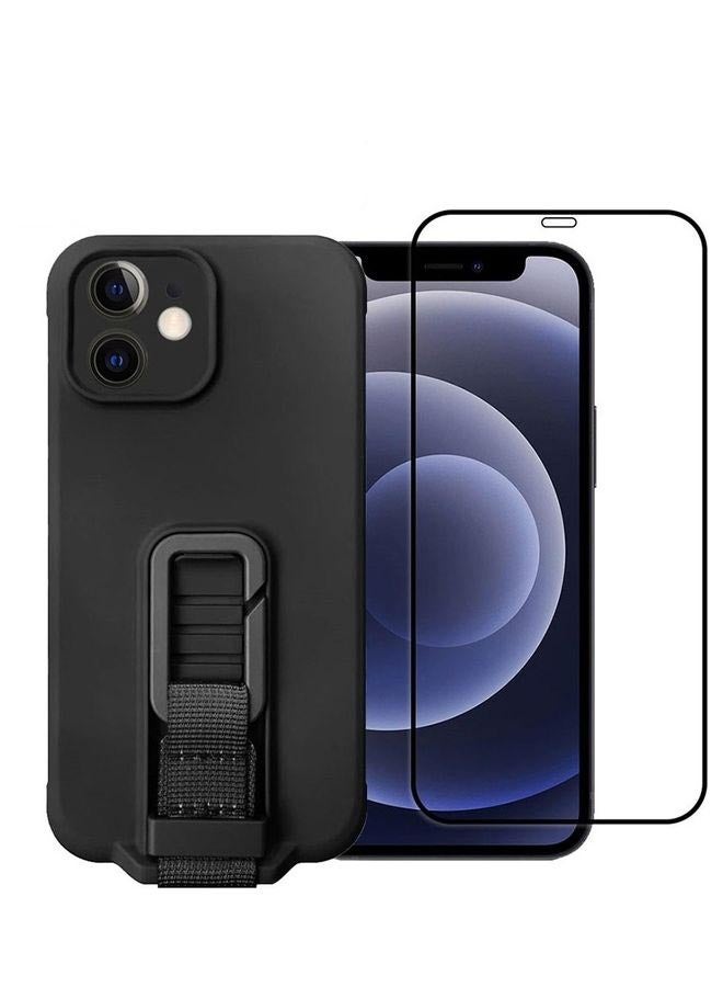 مارجون 2 Pack For iPhone 12 Case Cover And Screen Protector With Strap Adjustable Grip Black - Image 1