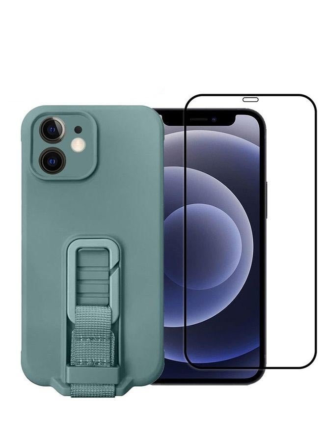 مارجون 2 Pack For iPhone 12 Case Cover And Screen Protector With Strap Adjustable Grip Green - Image 1