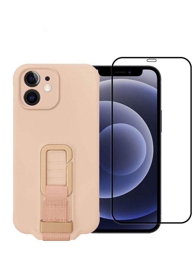 مارجون 2 Pack For iPhone 12 Case Cover And Screen Protector With Strap Adjustable Grip Pink - Image 1