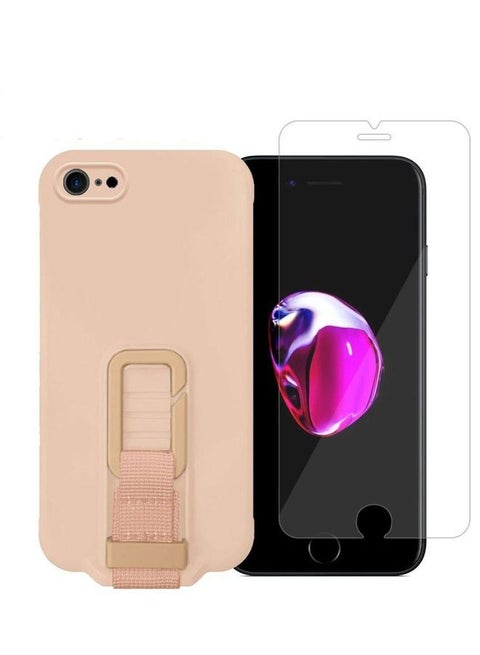 2 Pack For iPhone SE 2022 Case Cover And Screen Protector With Strap Adjustable Grip Pink