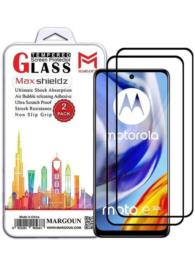 MARGOUN 2 Pack For Moto E32s Screen Protector Tempered Glass Full Glue Back Black Side - Image 1
