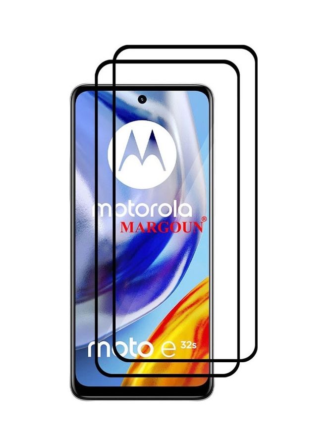 MARGOUN 2 Pack For Moto E32s Screen Protector Tempered Glass Full Glue Back Black Side - Image 2