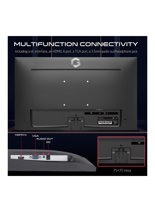 GameOn 24 inch monitor, Full HD 1920x1080p HDMI and VGA with Ergonomic Tilt, Eye Care Technology with Blue Light Filter and Anti-Glare, Adaptive-Sync and Built-in-speakers Black  - Image 4