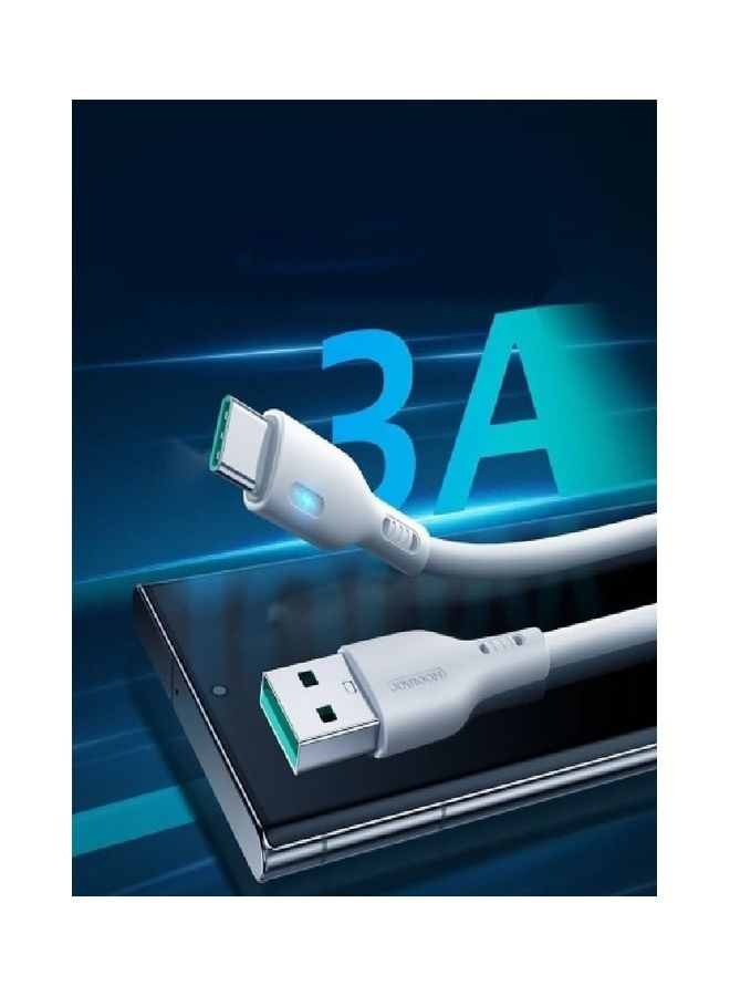 JOYROOM - Usb To Type C Cable Fast Charging Compatible With Samsung Galaxy S21 Note 20 M12 M52 A13 A23 A53 MacBook Pro Huawei PS5 White - Image 1