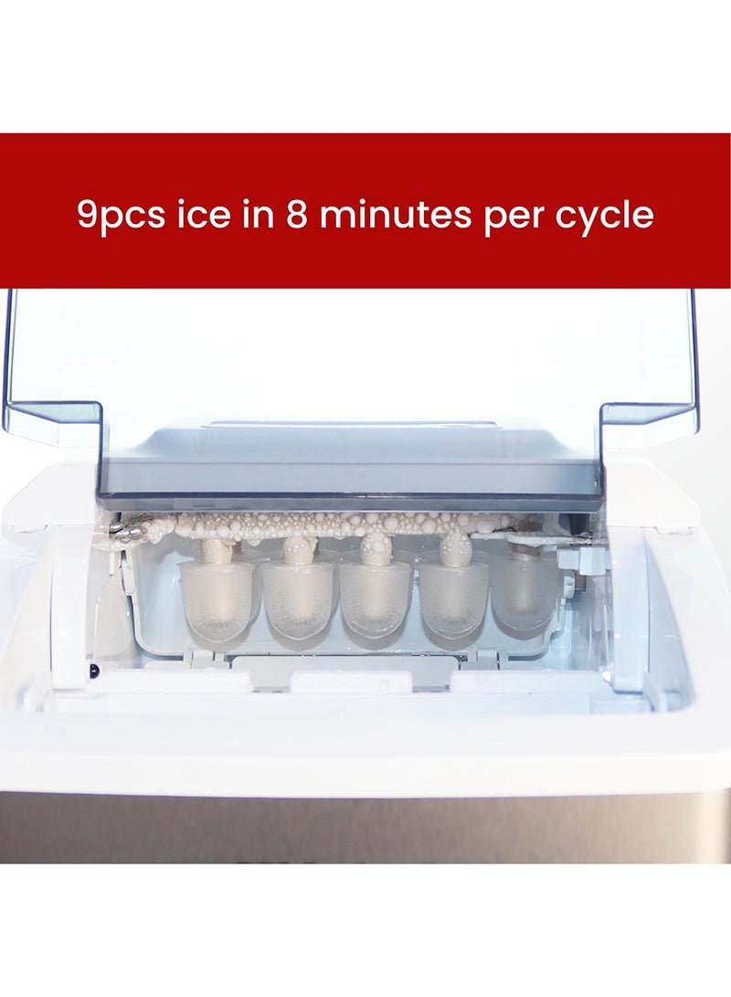 Nobel - Bullet Shaped Ice Cube Maker 10-12kgs/24 Hrs Ice Making Capacity with 9pcs Ice in 8 Minutes Per Cycle|1.3 L Water Container Capacity with LED Indicator 1.3 L 150 W NIM13S Silver - Image 1