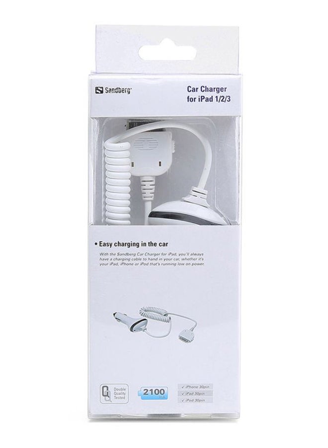 Sandberg Car Charger For iPad - 2100mAh White  - Image 2