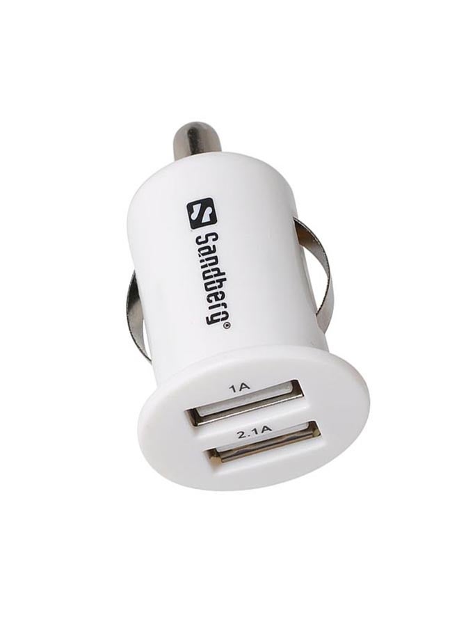 ساندبرغ شاحن سيارة صغير مزود بمنفذ USB مزدوج 2.1A + 1A أبيض  - Image 4