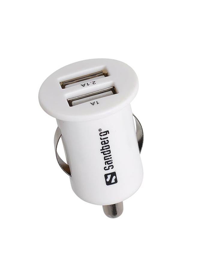 ساندبرغ شاحن سيارة صغير مزود بمنفذ USB مزدوج 2.1A + 1A أبيض  - Image 5