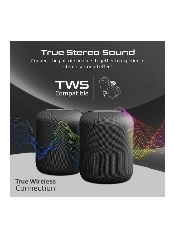 PROMATE - Portable Wireless Speaker,Stylish 10W True Wireless Speaker with 360-Degree HD Sound,Long playtime,USB Media Port,Micro SD Card Slot and 3.5mm Port for Bluetooth Enabled Devices,Boom-10 Black - Image 1