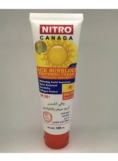 NITRO CANADA Face Sunblock Whitening Non-Sticky Cream Collagen Protect UV 50 plus 100ml  - Image 3