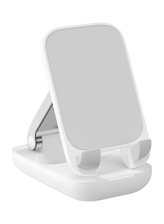 Baseus - Foldable Phone Stand for Desk Height Adjustable Cell Phone Holder Portable Cellphone Cradle Desktop Dock Compatible with iPhone 15/14/13 Pro Max Mini, 12 11 XR X 8 7 6 Plus SE, Smartphone White - Image 1