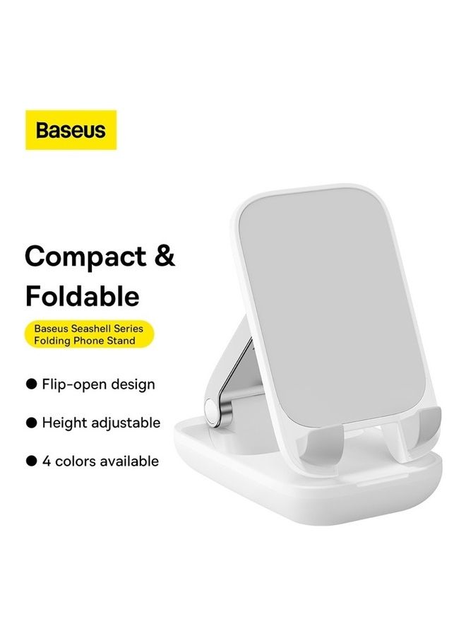 Baseus - Foldable Phone Stand for Desk Height Adjustable Cell Phone Holder Portable Cellphone Cradle Desktop Dock Compatible with iPhone 15/14/13 Pro Max Mini, 12 11 XR X 8 7 6 Plus SE, Smartphone White - Image 1