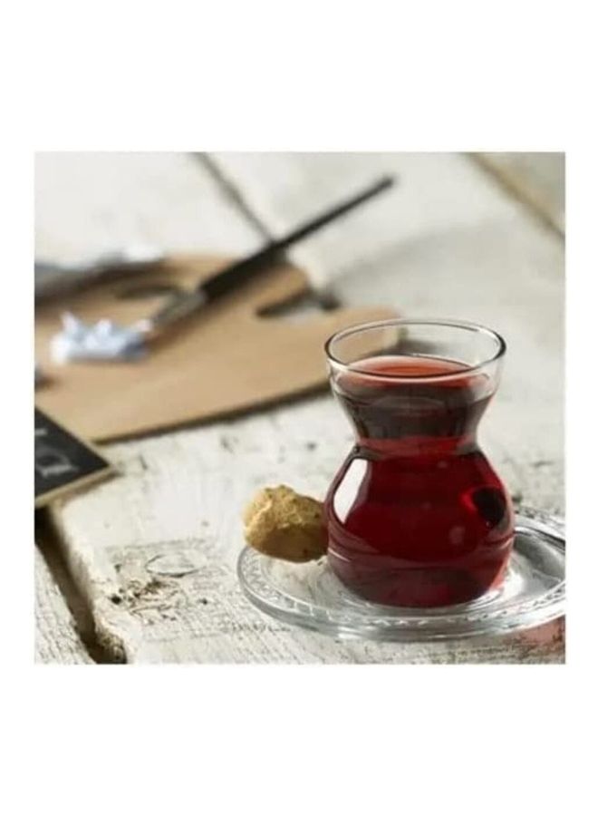 باساباتشي طقم شاي تركي إتنيك إستكانة - ٦ أكواب مع ٦ صحون - سعة ١٤٠ مل - صناعة تركية - شفاف شفاف 140ملليلتر - Image 5