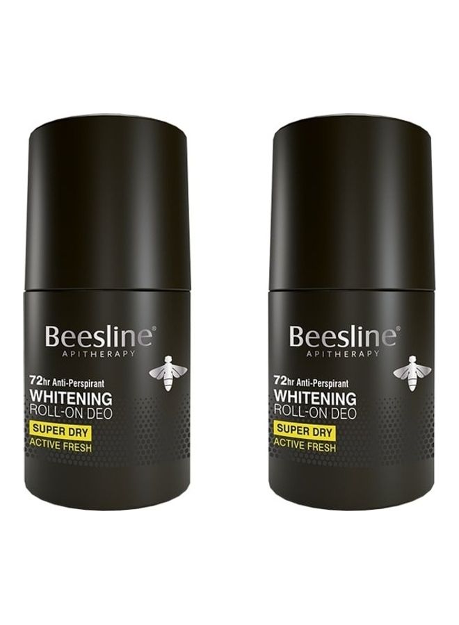 Beesline Pack of 2 Whitening Roll-On Deodorant Super Dry Active Fresh 100ml