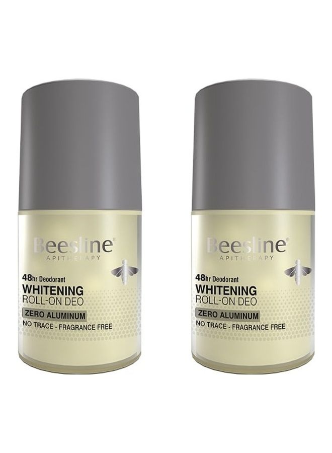 Beesline Pack of 2 Whitening Roll-On Deodorant Zero Aluminum No Trace Fragrance Free 140ml